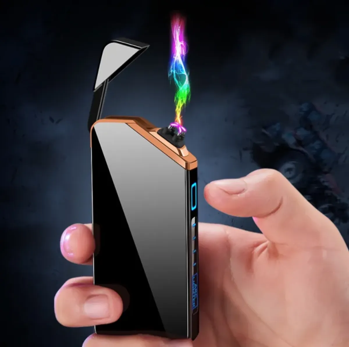 Rechargeable  electronic Lighter with charger LED lights (black)