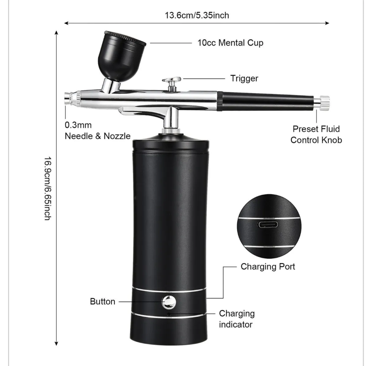 USB Rechargeable  Airbrush Kit: Portable, Versatile, And Safe Compressor for Crafts, Tattoos, Cake Decorating & More with Cleaning Kit