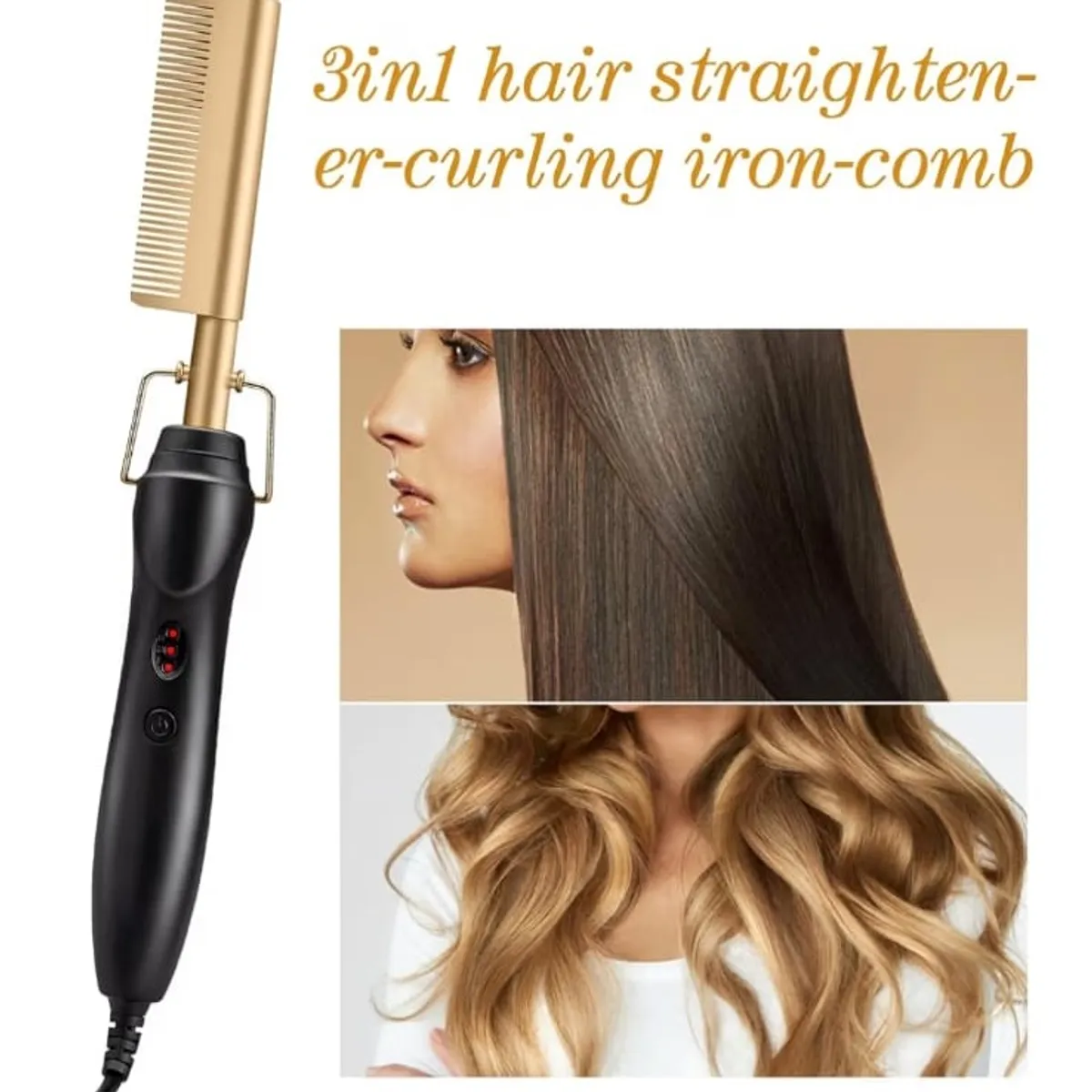 Hot Comb, 400°F High Heat Electric Comb, 45W Hot Comb Hair Straightener for Black Hair Wigs, with Anti-Scald Case, Dual Voltage & 60 Min Auto Shut-Off, for Men Women Travel Home Use