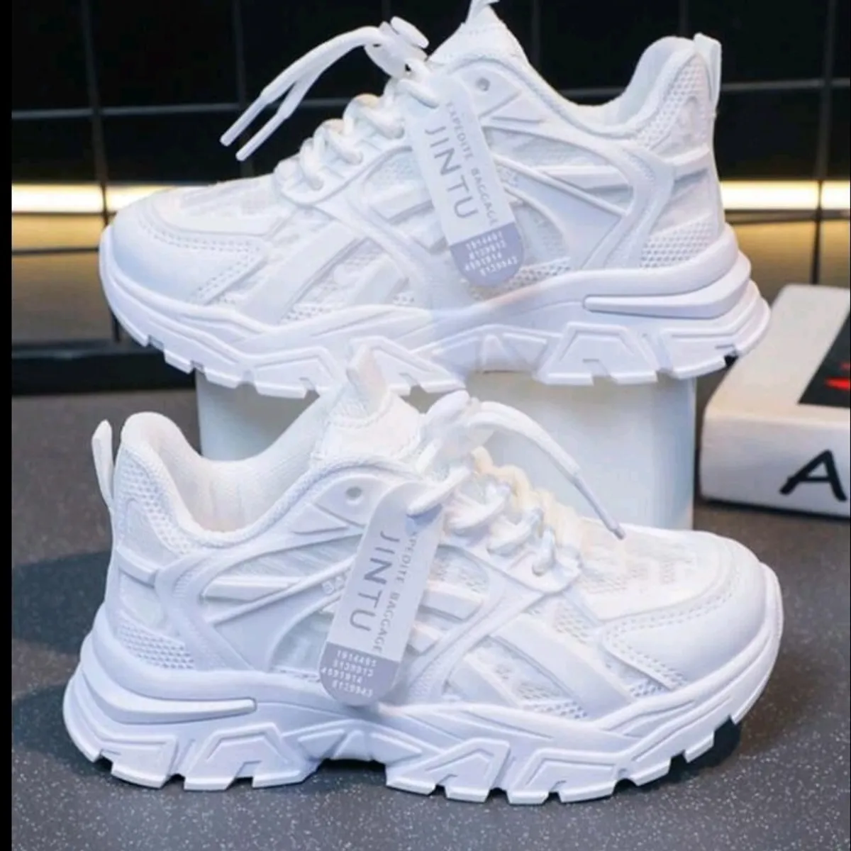 Kids' White  Mesh  Chunky Sneakers - Size 1.5-2