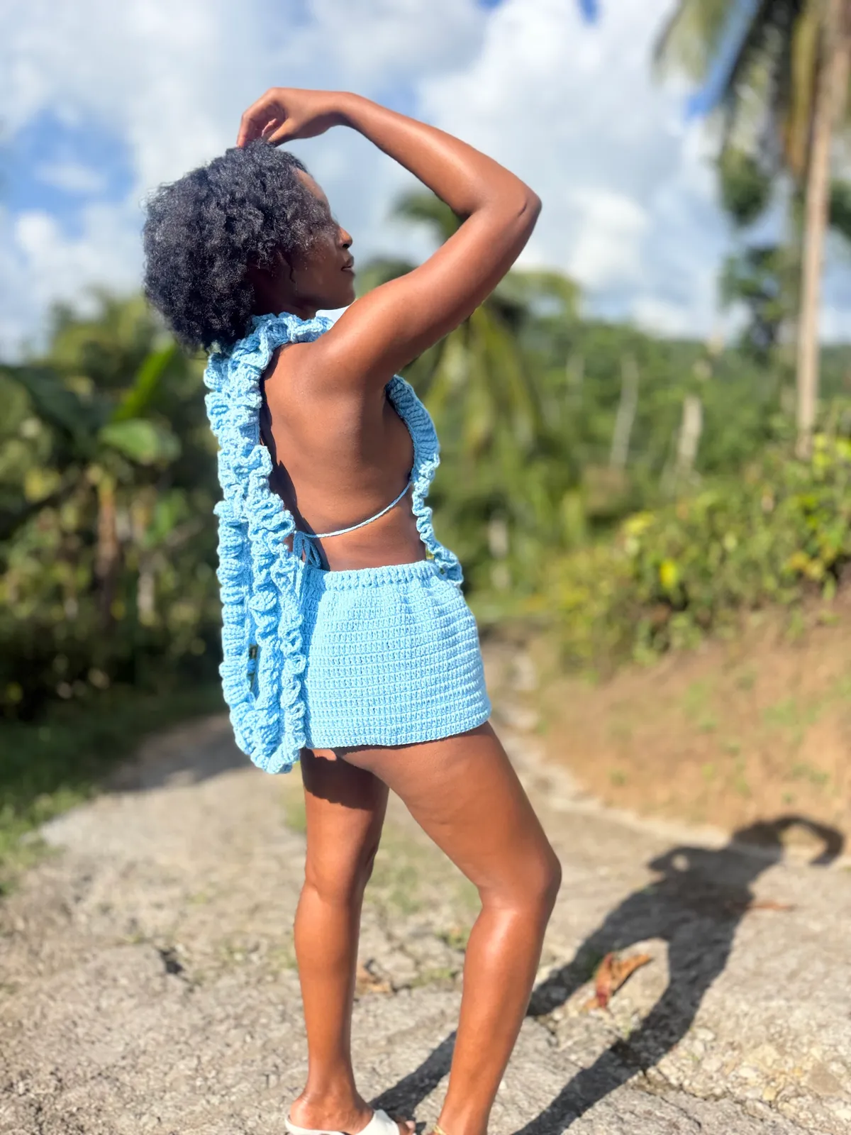 Flattered Ruffles Crochet Shorts Set