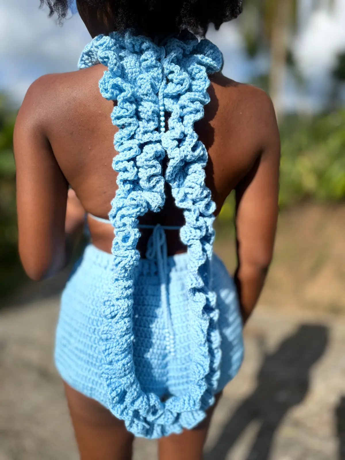 Flattered Ruffles Crochet Shorts Set