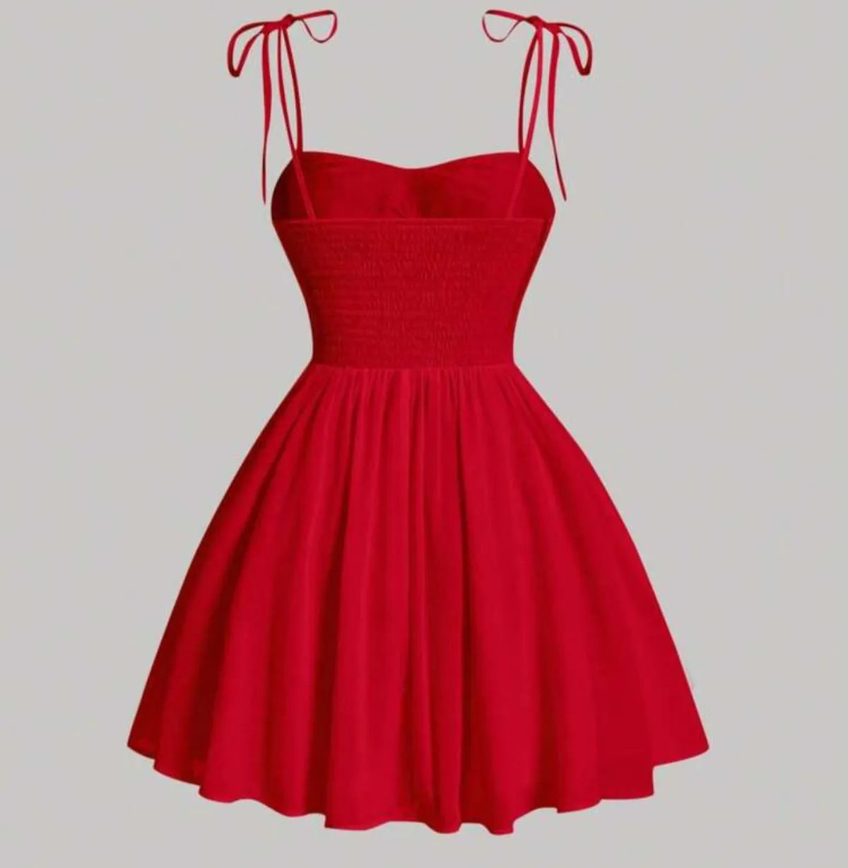 Red Dress Date Night Bow Solid Ruched Bust Cami Dress, Sun Dress, Summer Dresses For Women - Size XS US 2