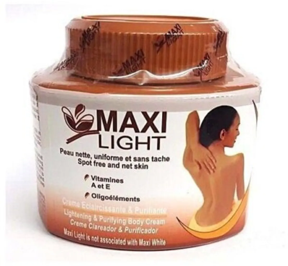 MAXI LIGHT CLARIFYING & SKIN BRIGHTENING BODY CREAM – LARGE 550 ML / 18.9 FL OZ JAR – VITAMINS A & E, FRUIT ACIDS & HYDROQUINONE-BASED FORMULA (SKIN LIGHTENING, DARK SPOT REDUCTION, EVEN SKIN TONE & DEEP MOISTURIZING FOR ALL SKIN TYPES)