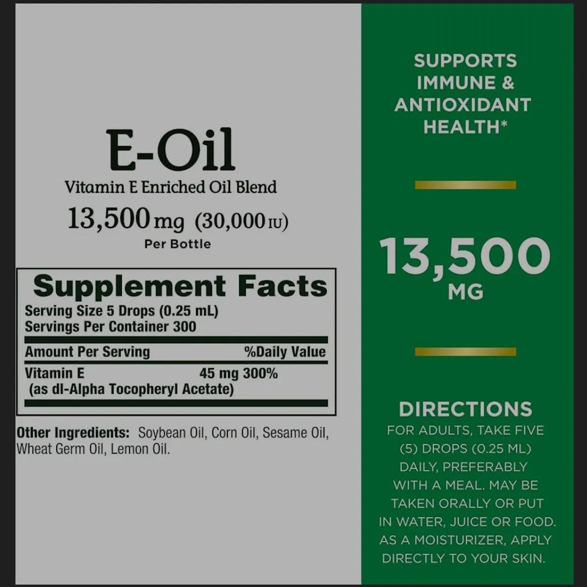 Nature's Bounty Vitamin E Oil, Supports Immune & Antioxidant, 30,000IU Vitamin E, Topical or Oral, 2.5 Oz