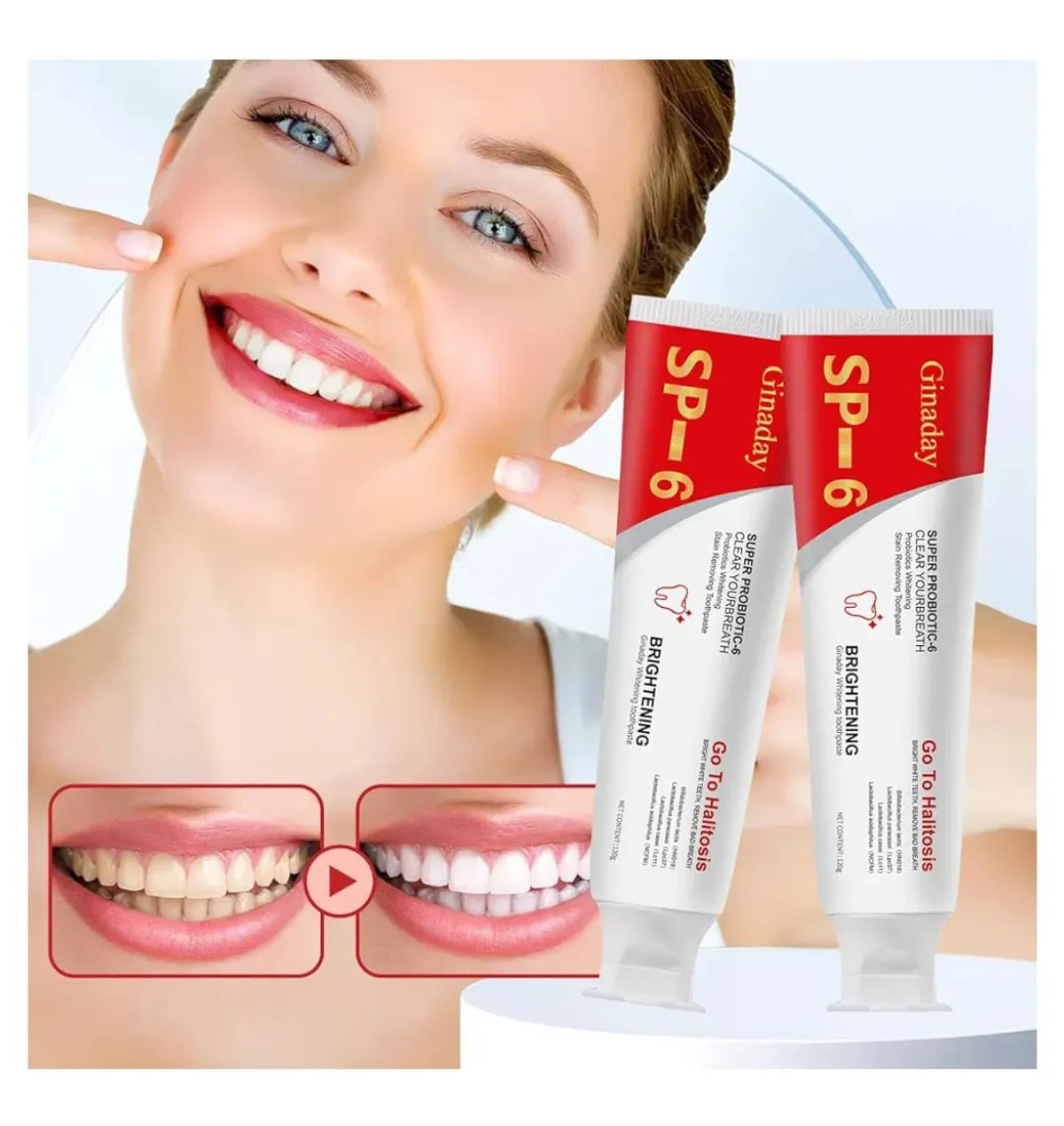 SP-6 Probiotic Toothpaste,Deep Cleaning Care Fresh Breath Ultra Whitening