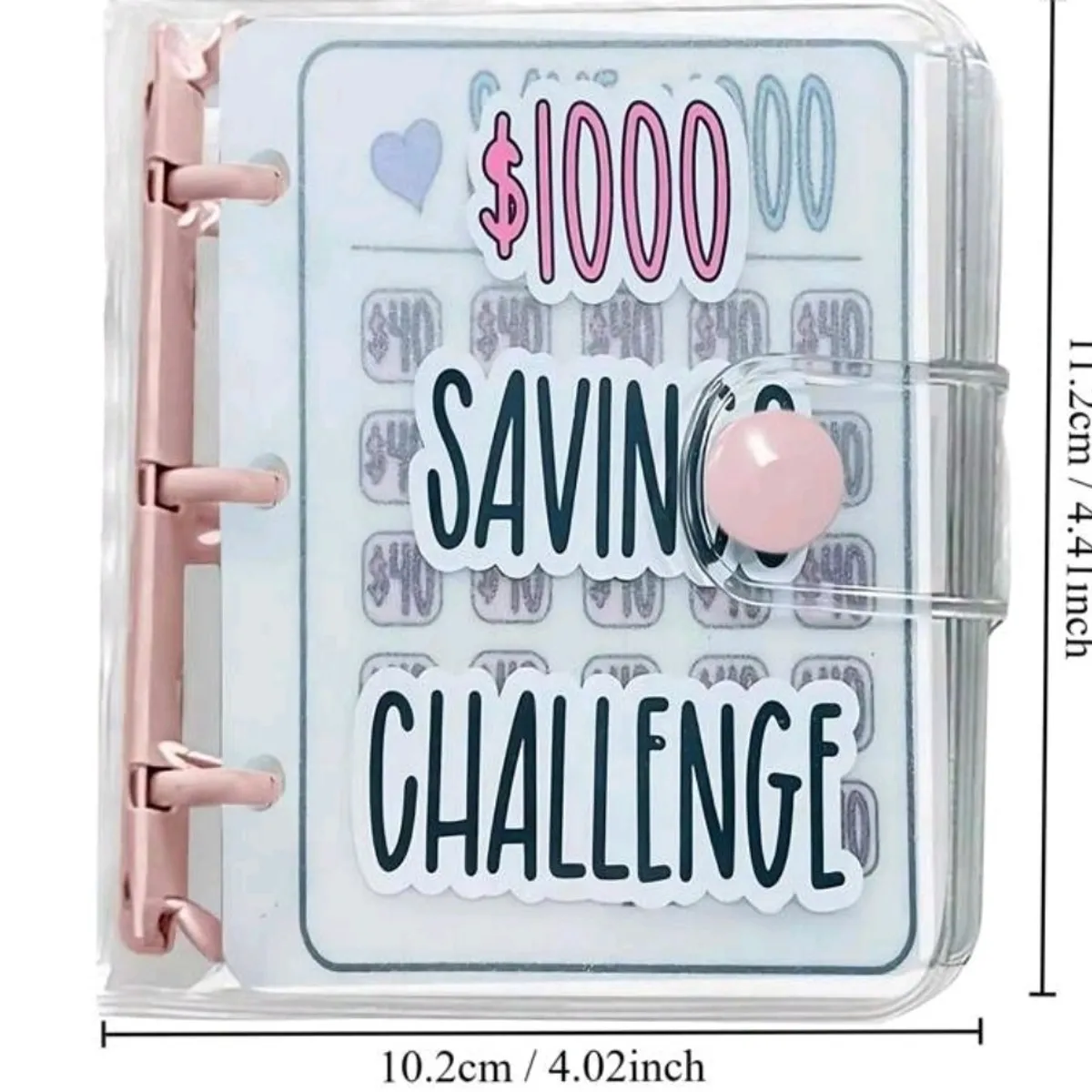 1pc Pink 1000 Savings Challenge Binder