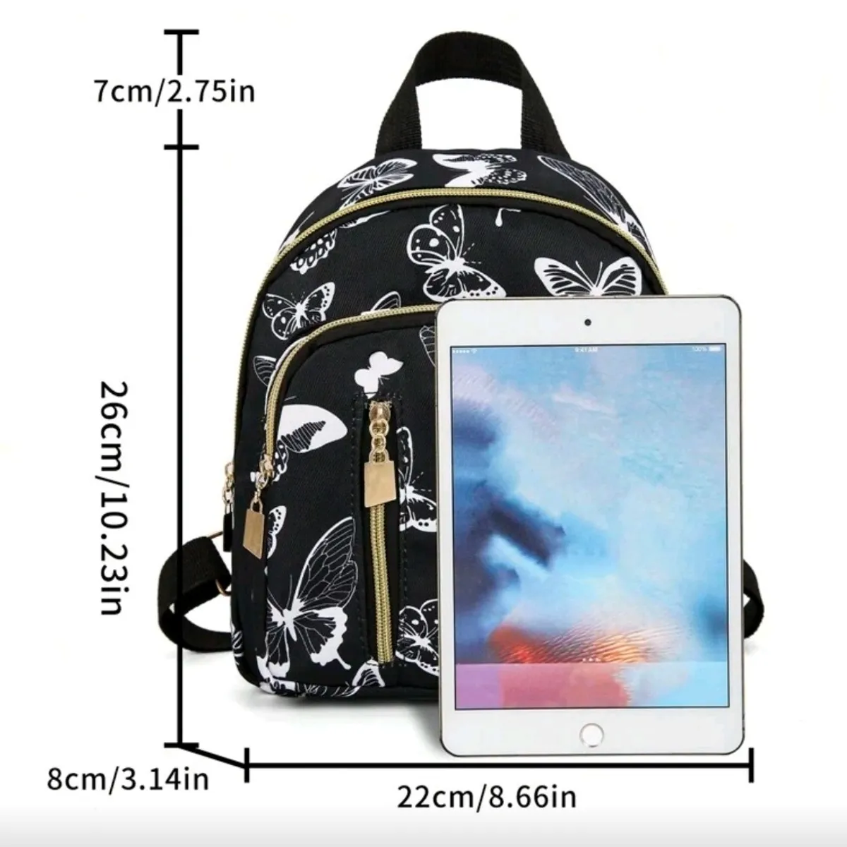 Black& White  Butterfly Mini Backpack