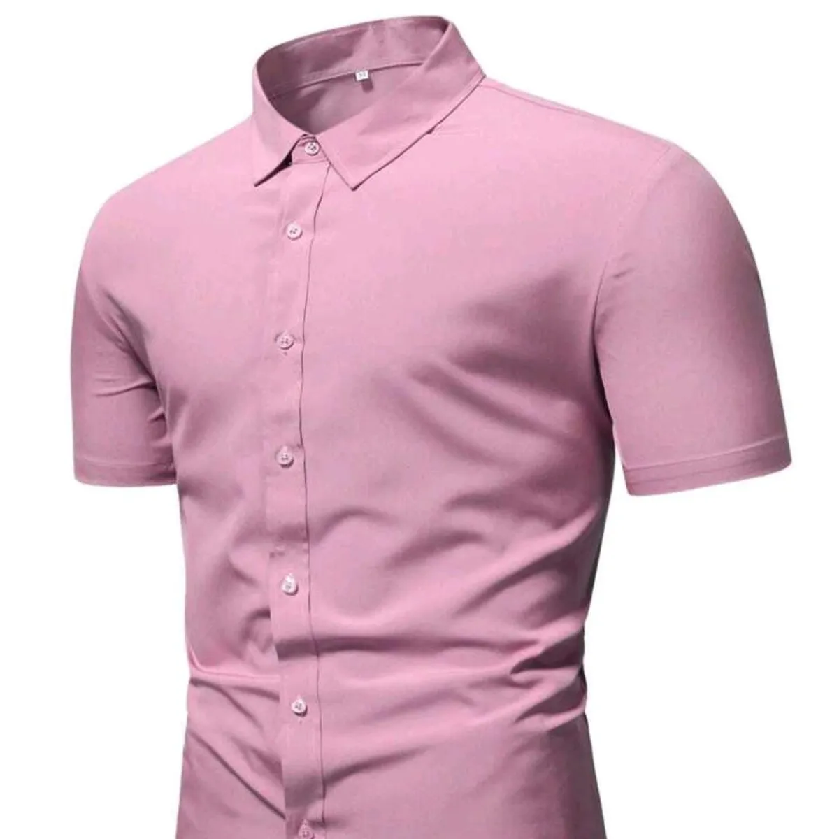 Men Solid Pink Button Up Shirt - Size Xl