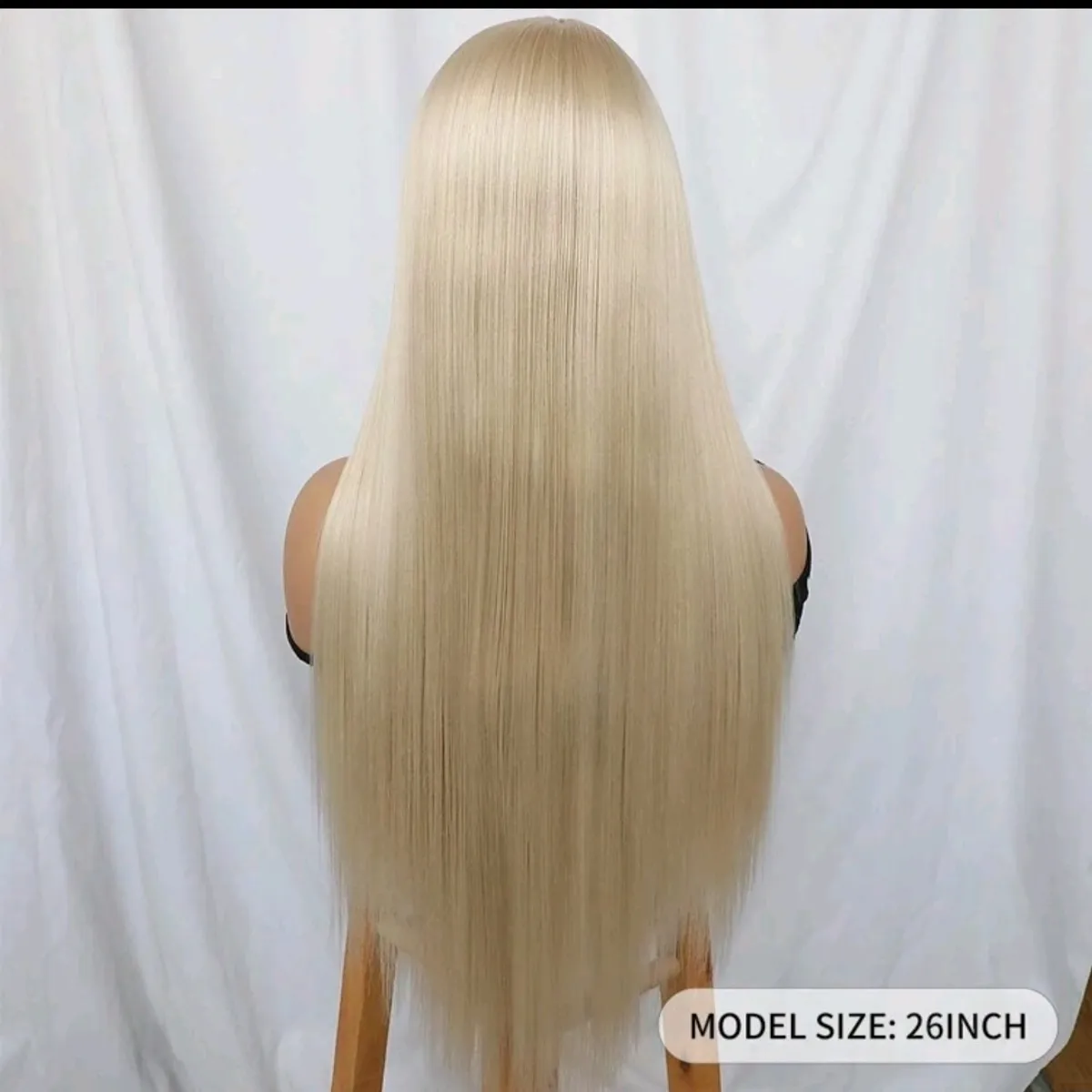 Light Blonde Color Hair Lace Front Wigs Synthetic 13x4 Long Silky Straight Heat Resistant Fiber Glueless Frontal Lace Replacement Wig Pre Plucked With Baby Hair Natural Hairline 26 Inches HD Transparent Lace