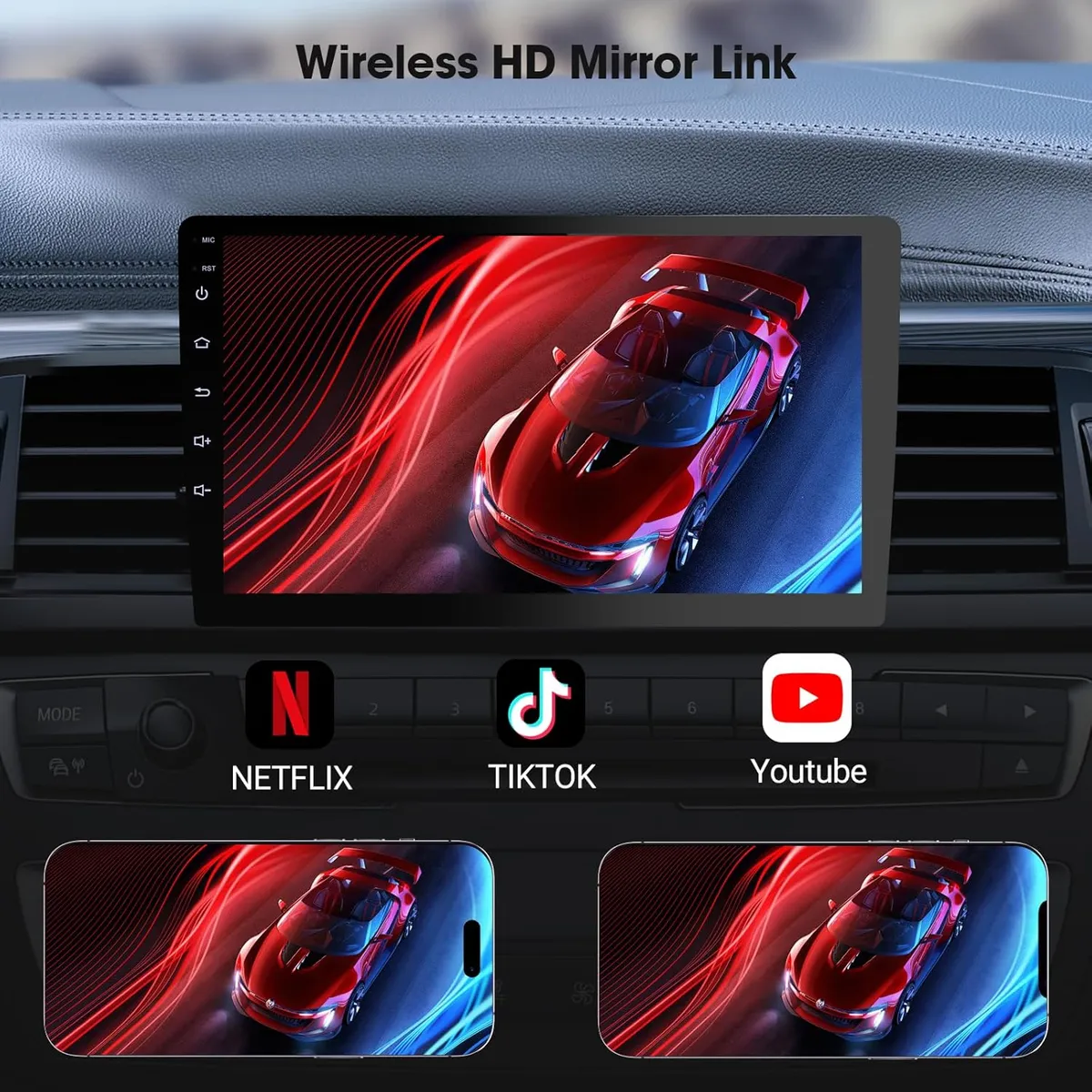Carplay Screen for Car, 10.1 inch Wireless CarPlay & Android Auto,Backup Camera,Double Din Car Stereo,GPS Navigation, ZLink,Audio Receivers, Music Player (10.1 inch)