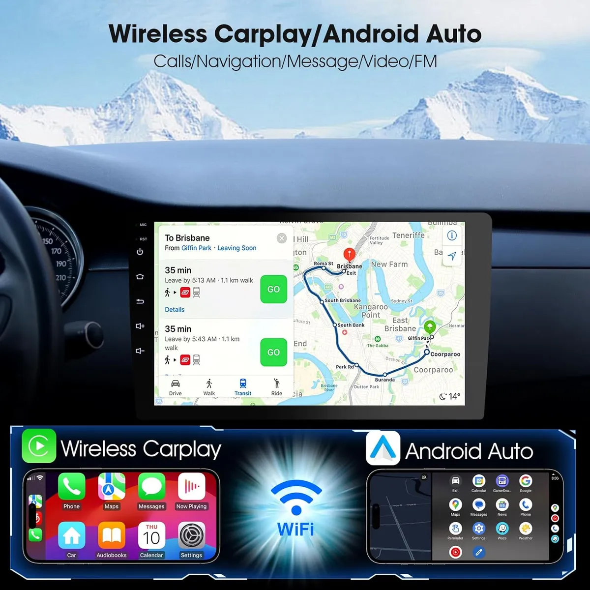 Carplay Screen for Car, 10.1 inch Wireless CarPlay & Android Auto,Backup Camera,Double Din Car Stereo,GPS Navigation, ZLink,Audio Receivers, Music Player (10.1 inch)