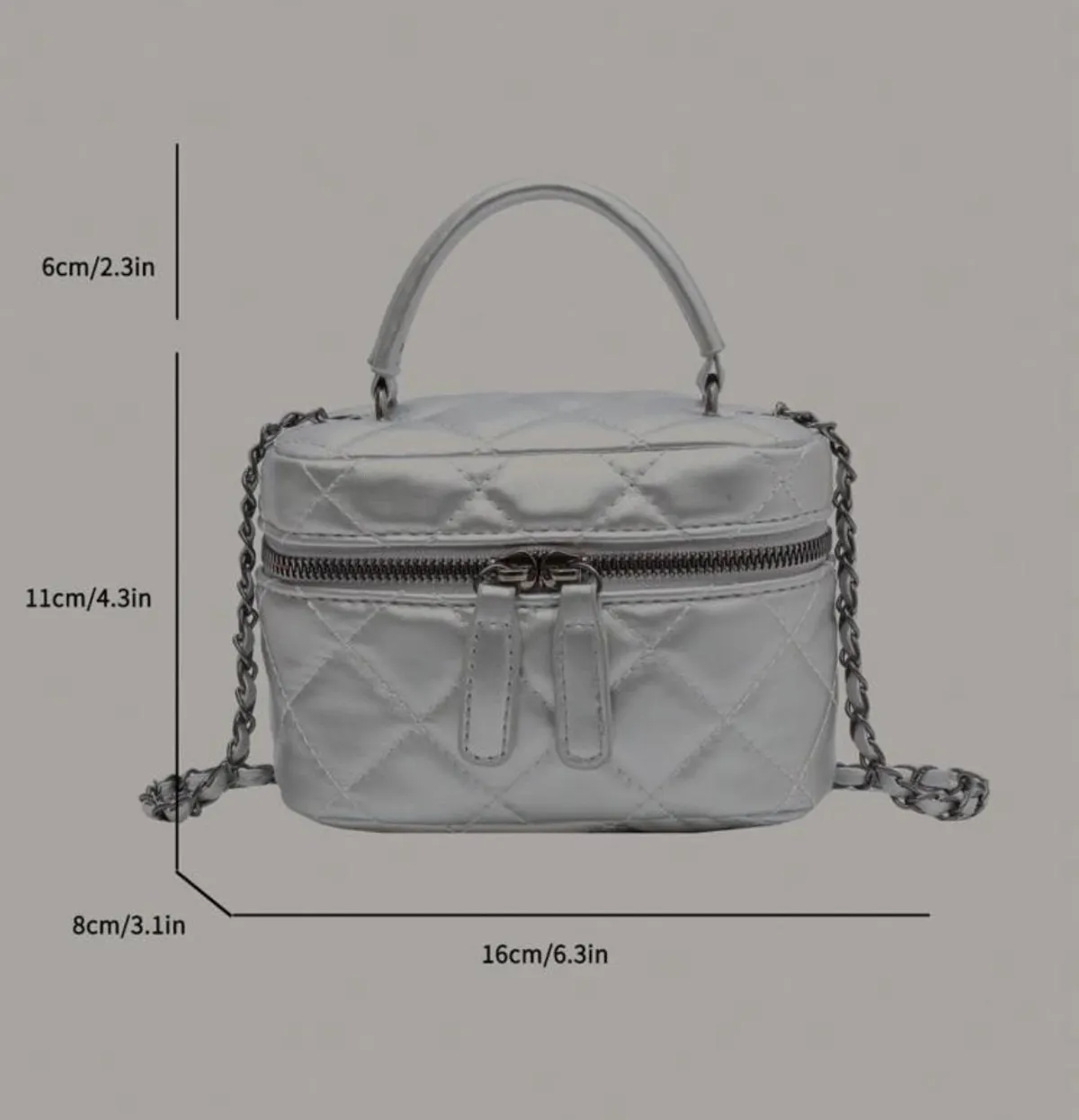 Light Weight Mini Bag Silver Chain Bag, Quilted Bag, Bucket Bag