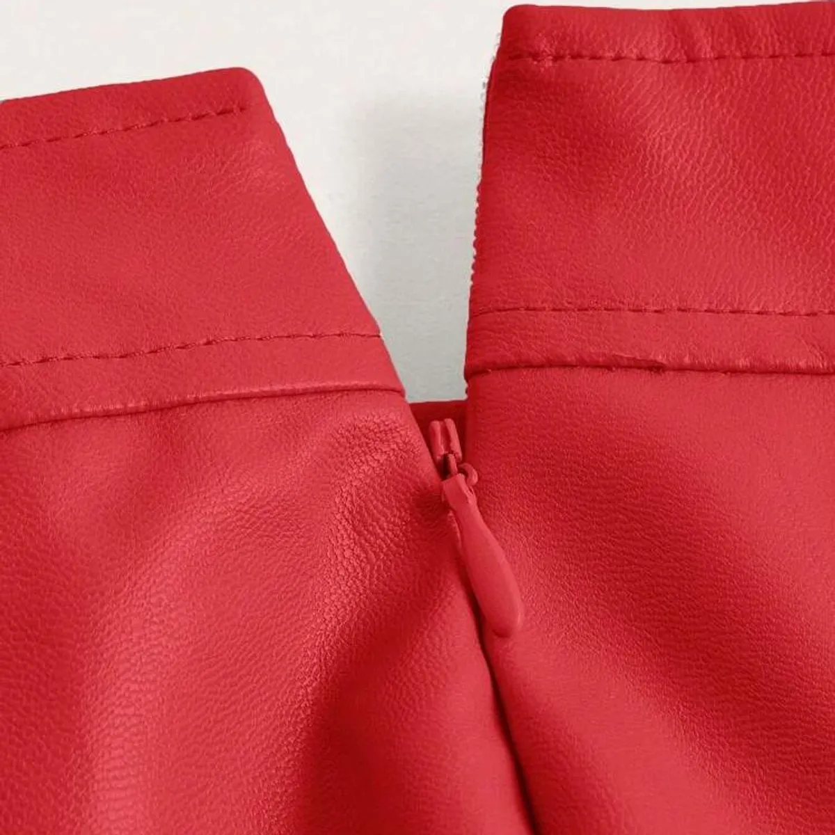 Solid PU Leather Pleated Mini Skirt-Size S