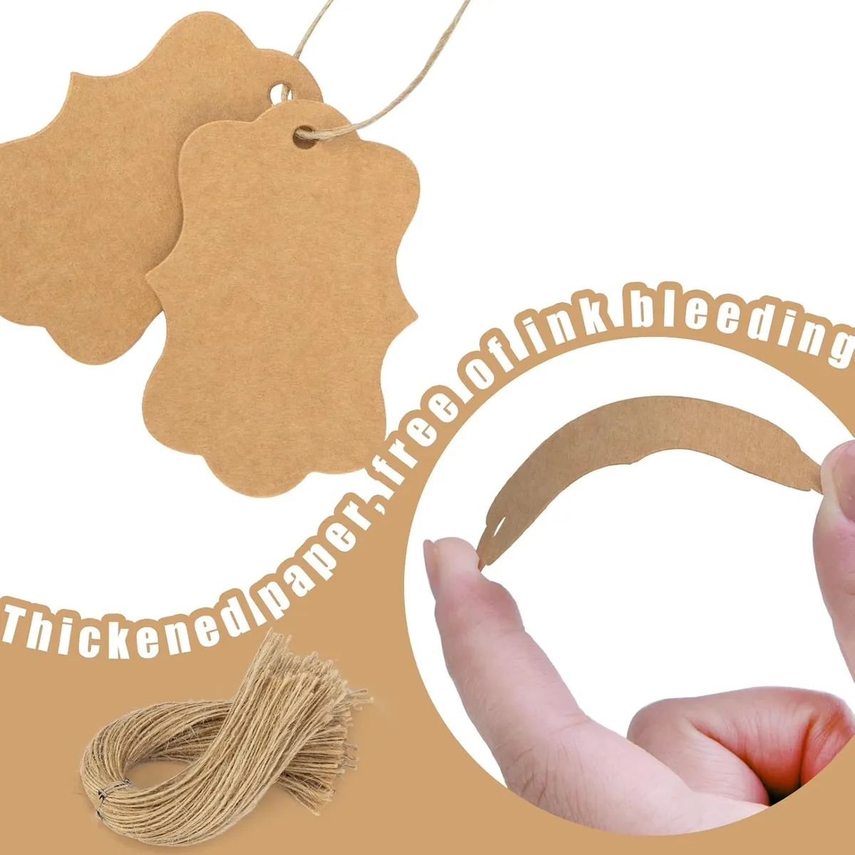 100Pcs Brown Gift Tags With String, Paper Tags For Crafts