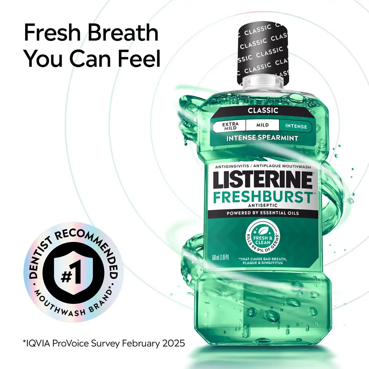 Listerine Antiseptic Mouthwash, Freshburst 590 ml