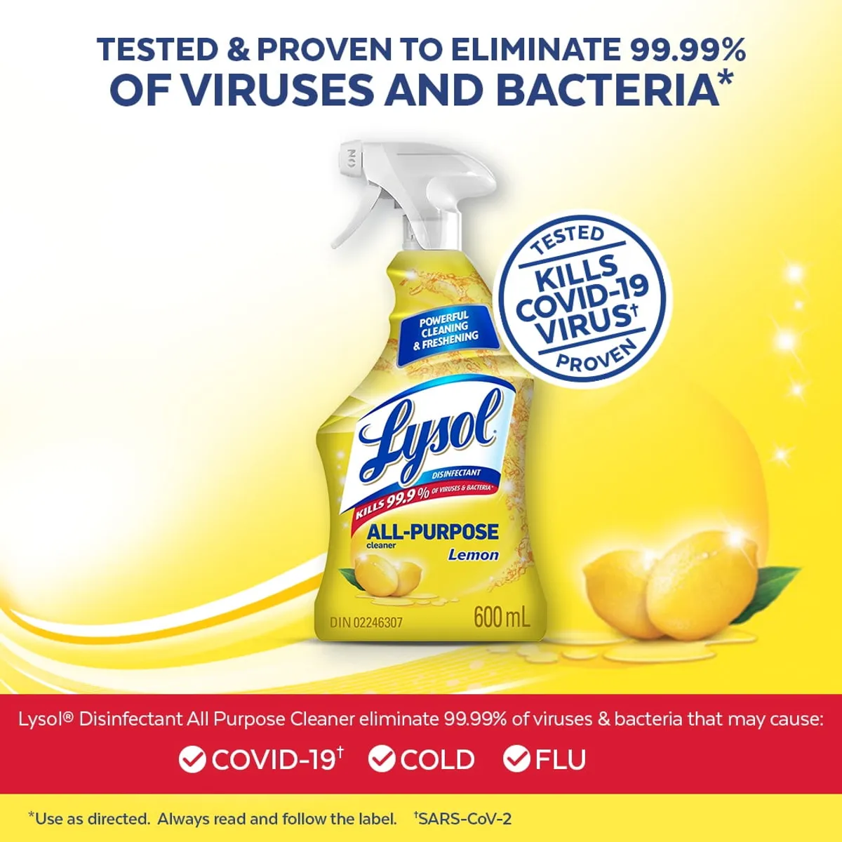 Lysol All Purpose Cleaner Trigger - Lemon, 600 mL