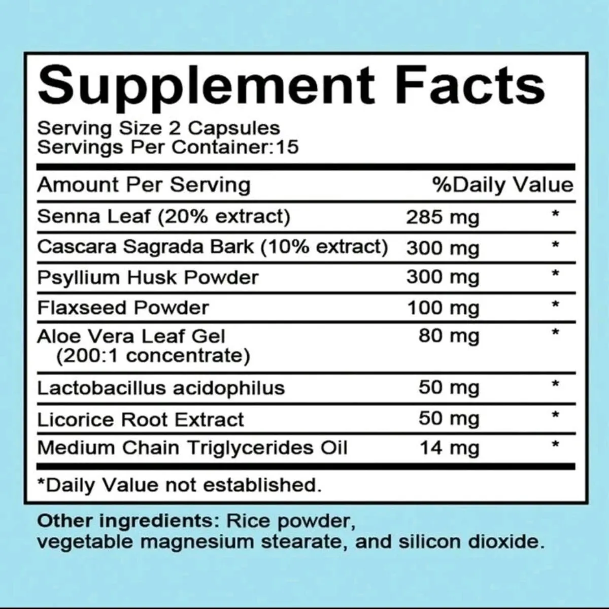 1 Bottle 15 Day Cleanse - Gut And Colon Support | Caffeine Free | Advanced Formula With Cascara Sagrada, & Psyllium Husk- Size 30CAP