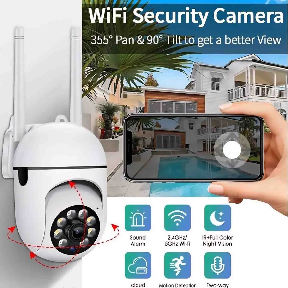 WiFi 360° Smart CCTV Camera: Ultra-Fast connectivity, app-Controlled 360° View,