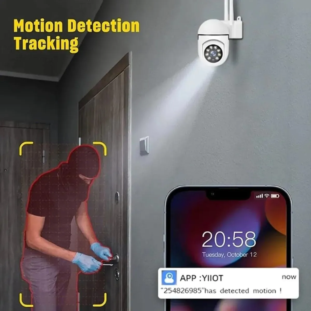 WiFi 360° Smart CCTV Camera: Ultra-Fast connectivity, app-Controlled 360° View,