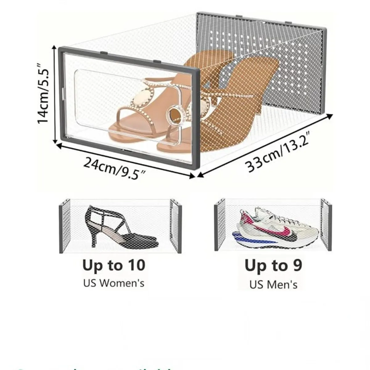 Shoe Storage Box,Clear Plastic Shoe Organizer
