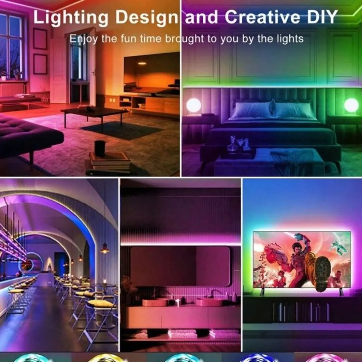 1pc 3.28ft/1M 44-Key Remote Control Smart App Controlled RGB5050 LED Strip Lights, Multicolor Changing Lights