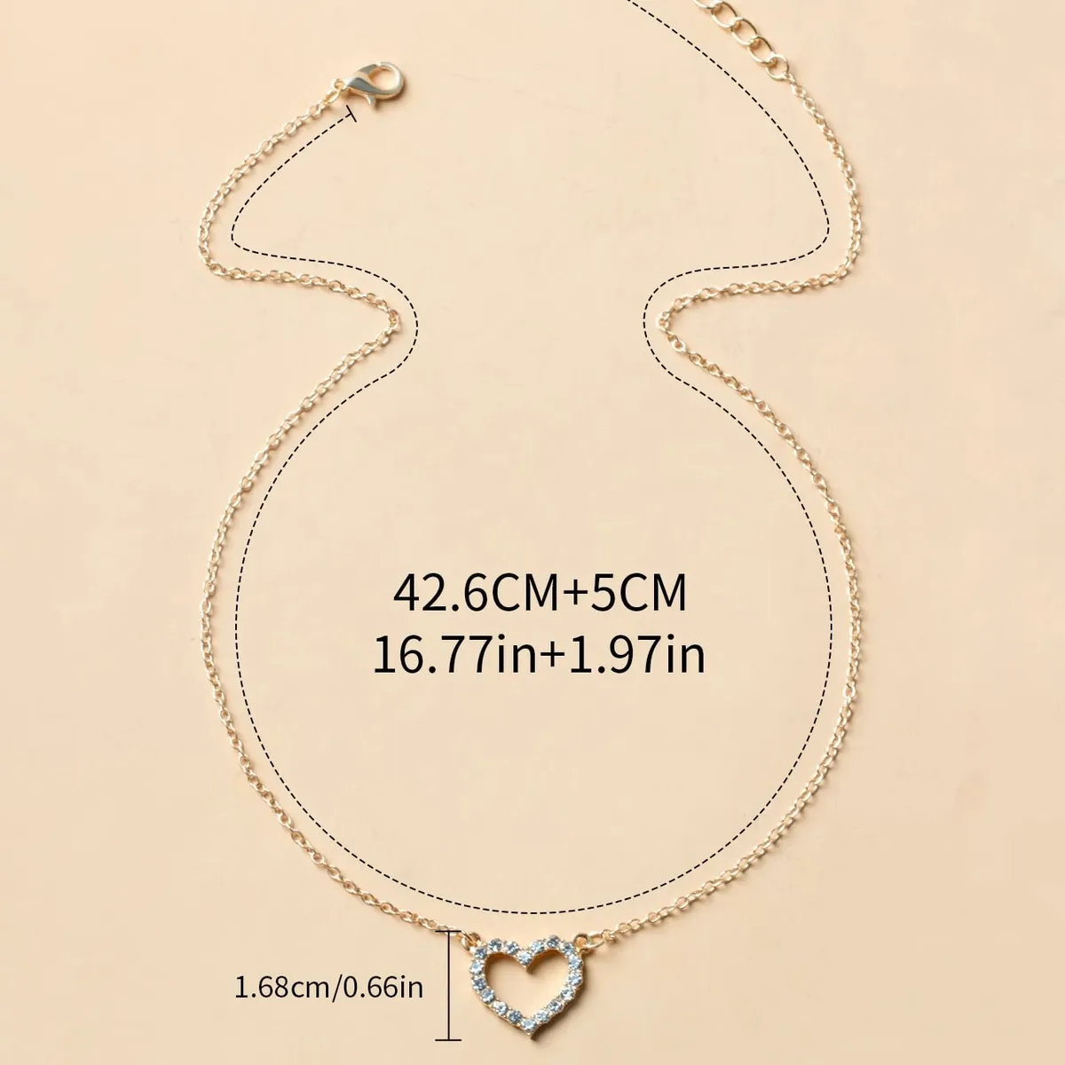 Rhinestone Heart Decor Necklace Valentines,Mom,Mother,Mother's Day,Gift