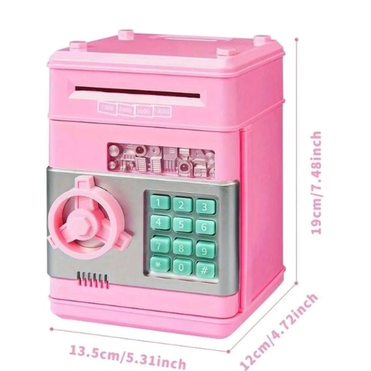 Kids Pink Piggy Bank Cash Coin Can ATM Bank Electronic Coin Money Bank