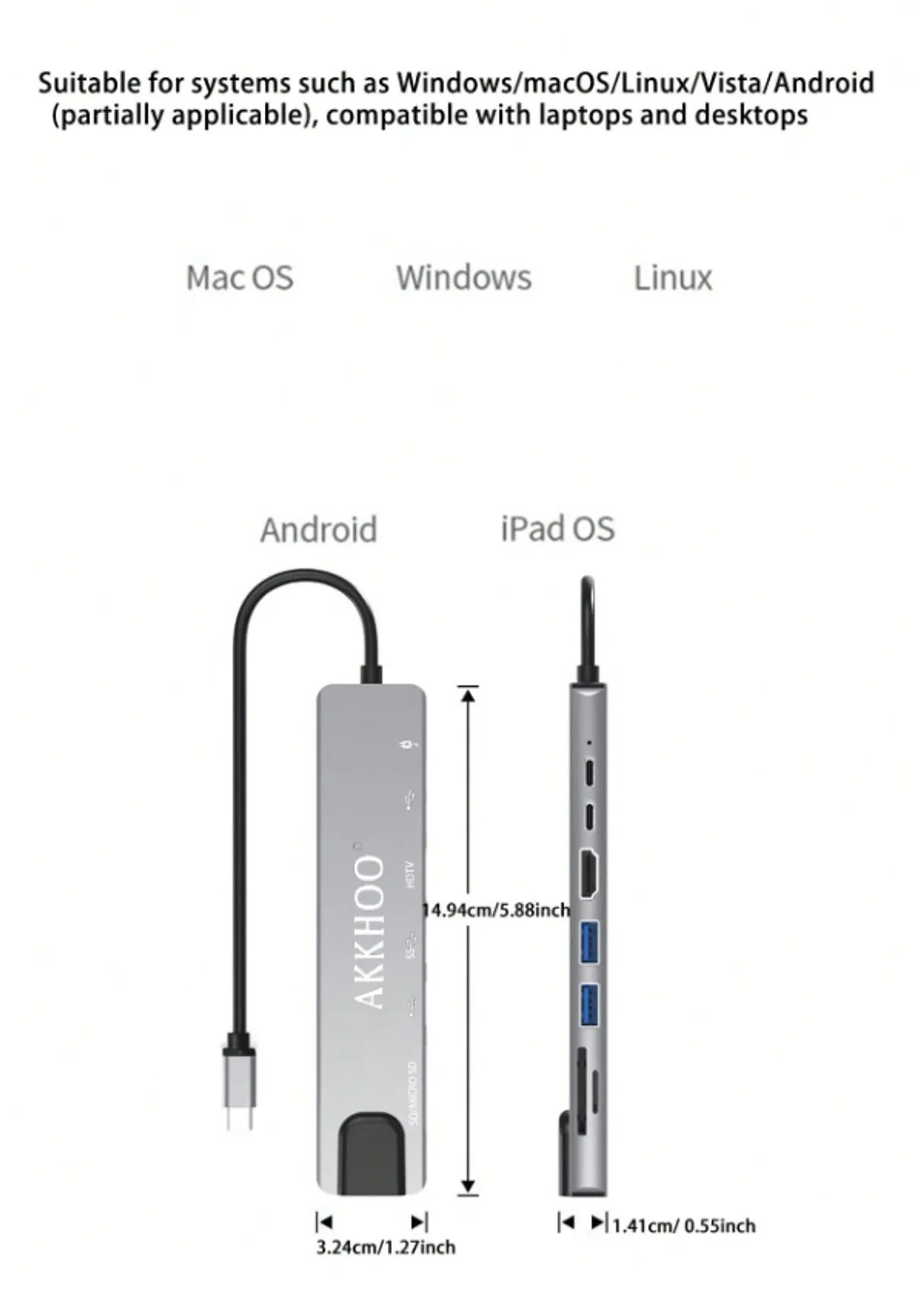 8-In-1 Type-C Docking Station (Ensure That Your Mobile Phone's Specifications Support HDTV Connection.)