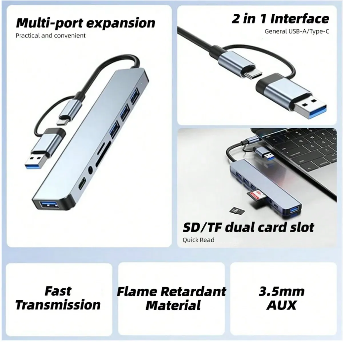 8-In-1 Type C Hub 2.0 USB C Docking Station