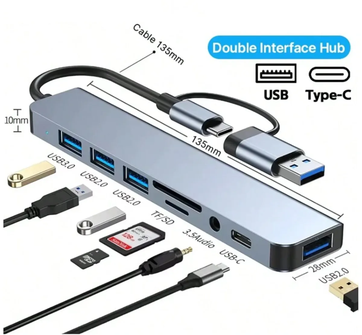8-In-1 Type C Hub 2.0 USB C Docking Station