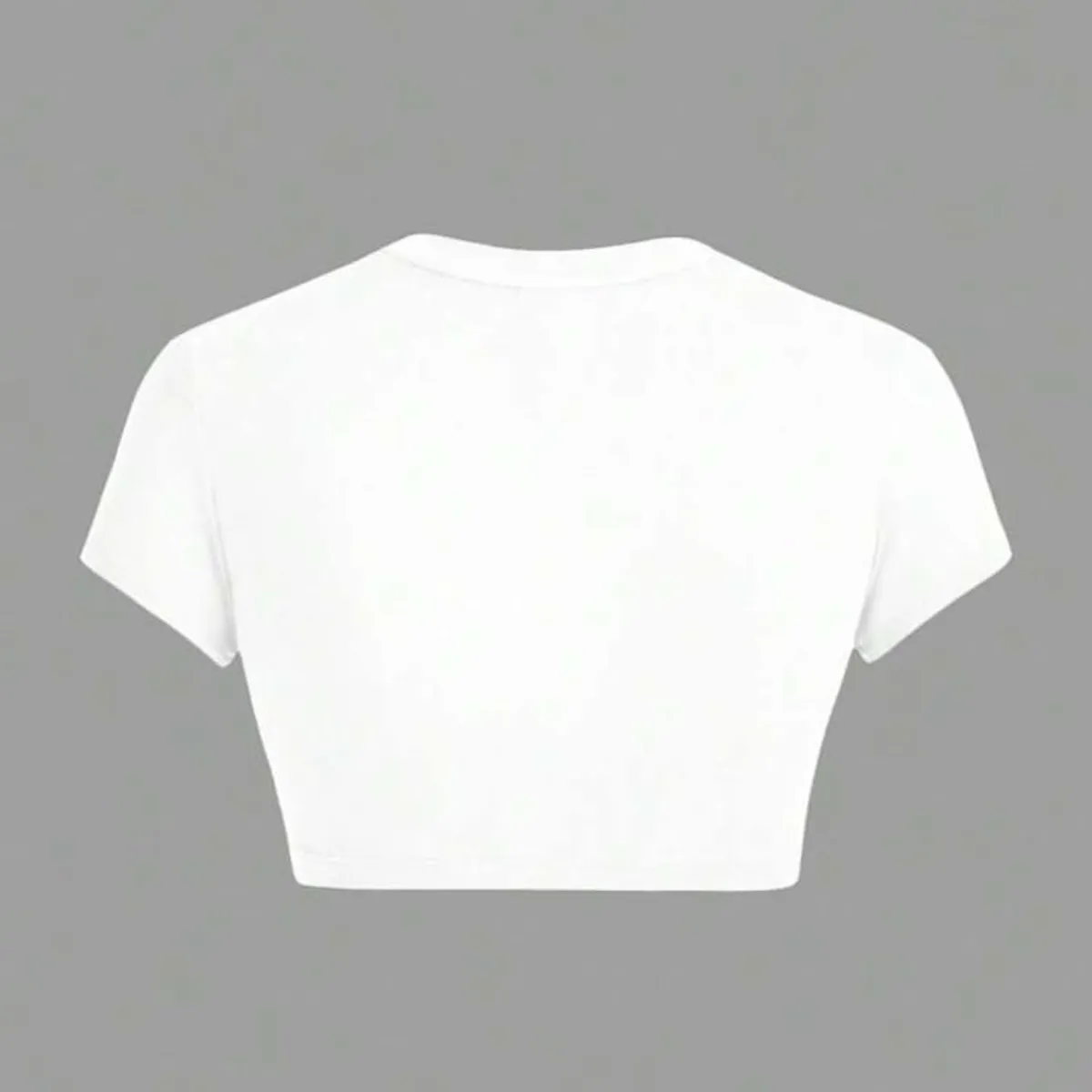 Women Casual Simple Star Print Crew Neck Short Sleeve Crop Top - Size: XL