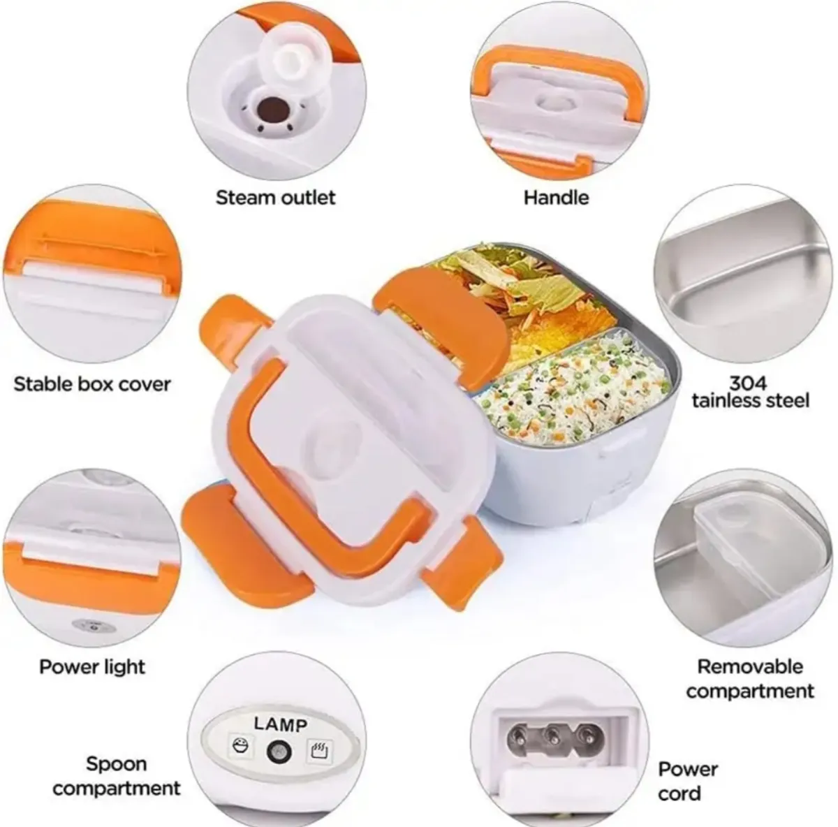 Electric Lunch Box with Lunch bag, Orange