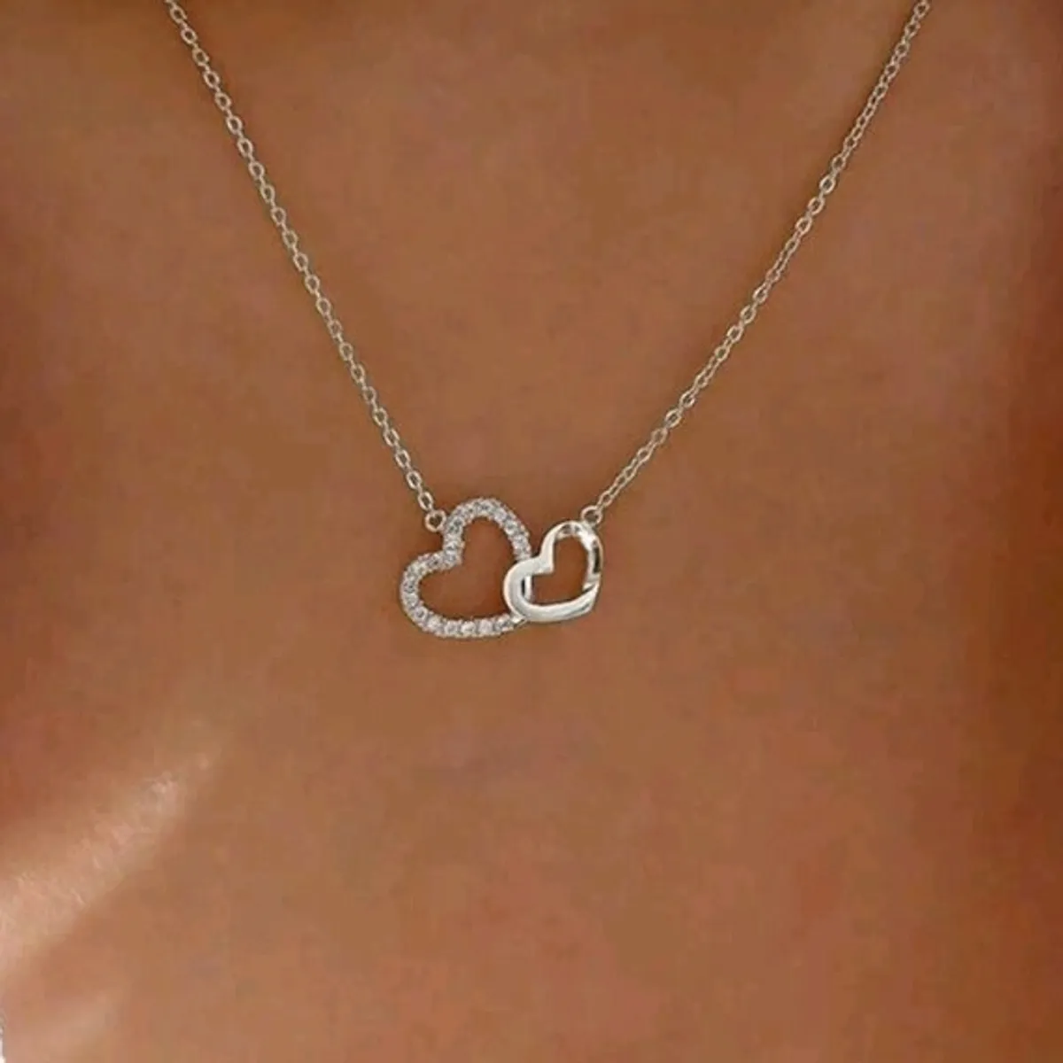 1Pcs  Sliver Necklace With Heart Pendant