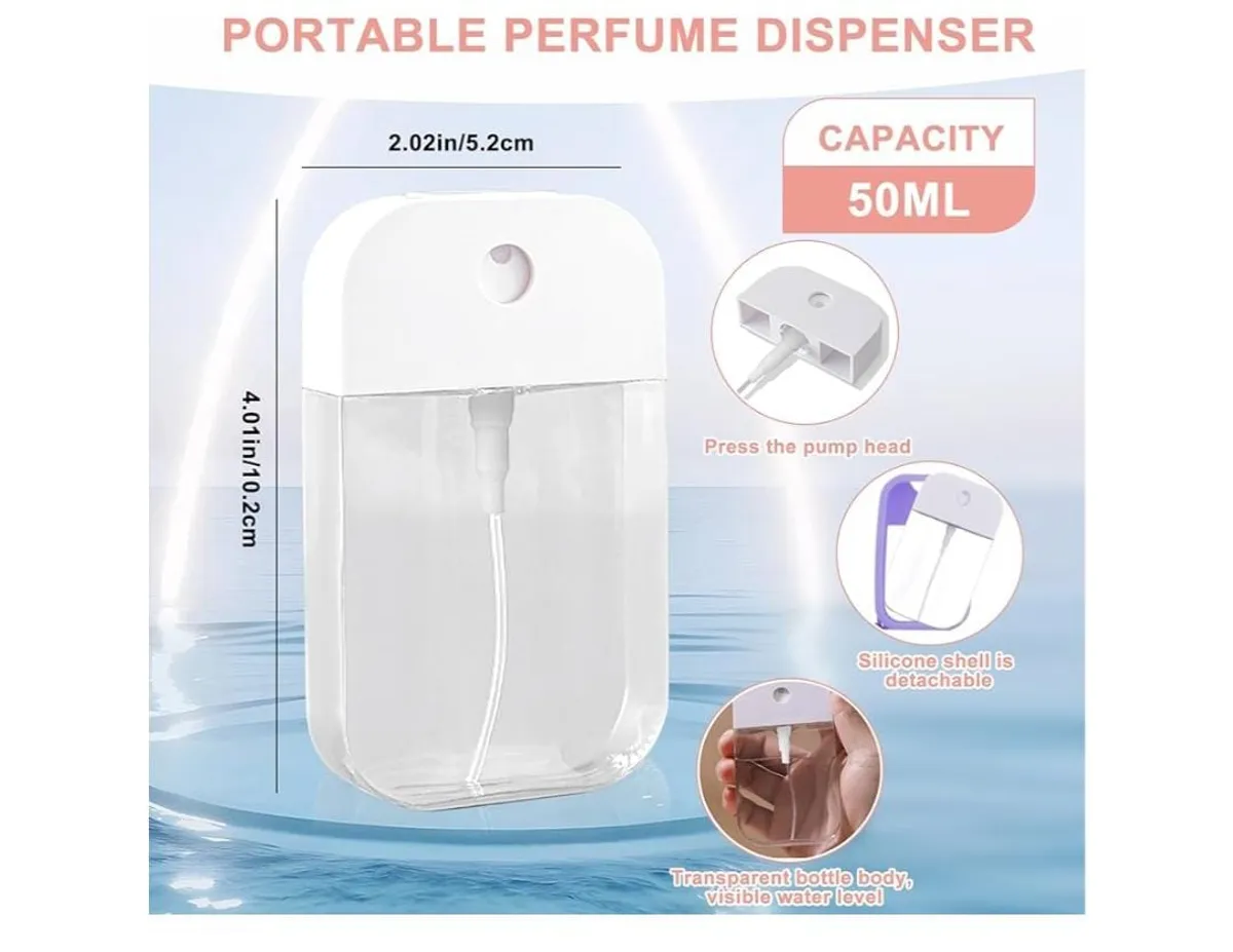 Refillable Hand Sanitizer Spray Bottle - 1oz / 50ml Leakproof Empty Spray Bottle With Black Silicone Case