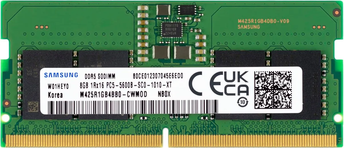 Samsung 8GB DDR5 5600MHz PC5-44800 CL46 SODIMM 1Rx16 Single Rank 1.1V 262-Pin Laptop RAM Memory M425R1GB4BB0-CWM, 1 Module