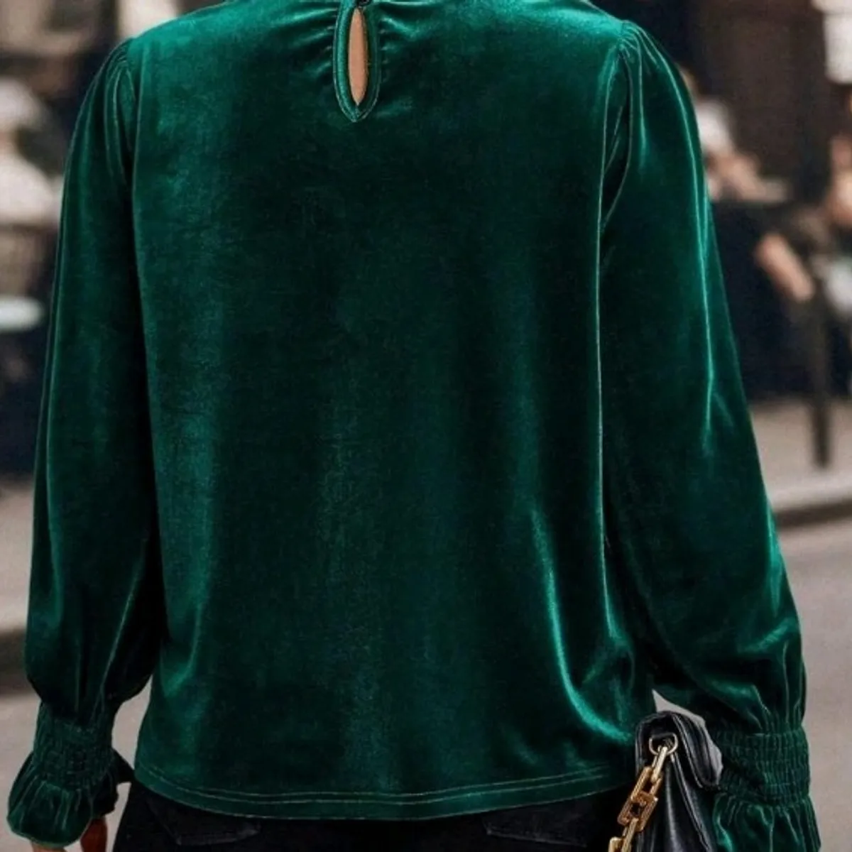 Women's Velvet Green Cuff  Shirt-Size XL