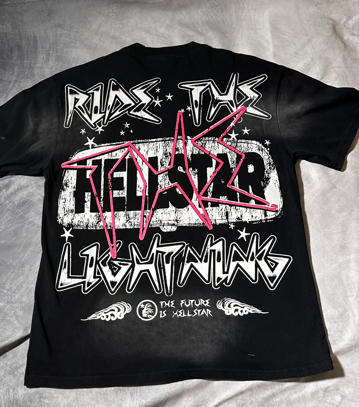Hellstar “Ride the Lightning” Graphic Tee – Black- Size: Medium