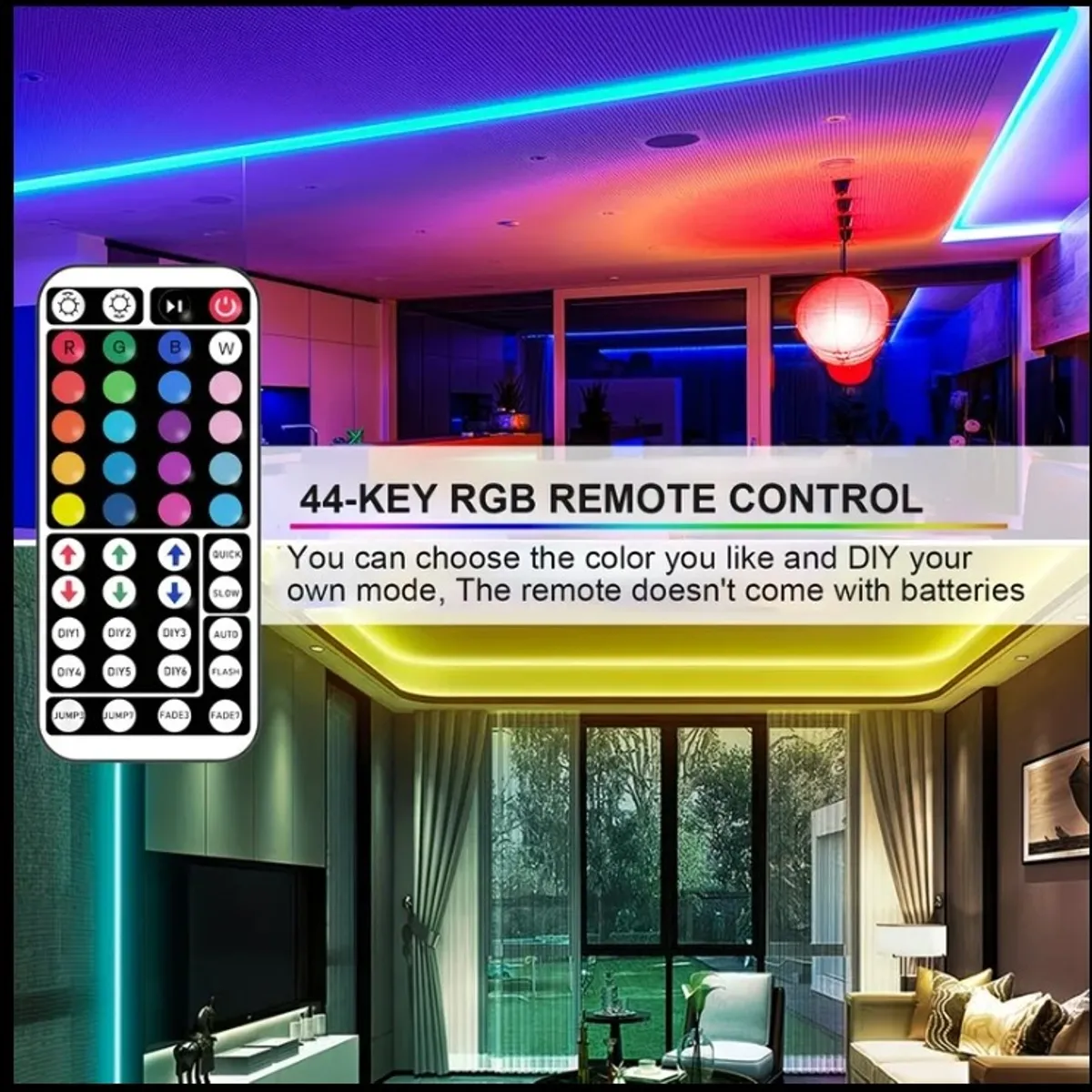 16.4ft (5m) LED Strip Lights for Bedroom, with 44-key Remote Control and USB Power Supply, DIY mode
