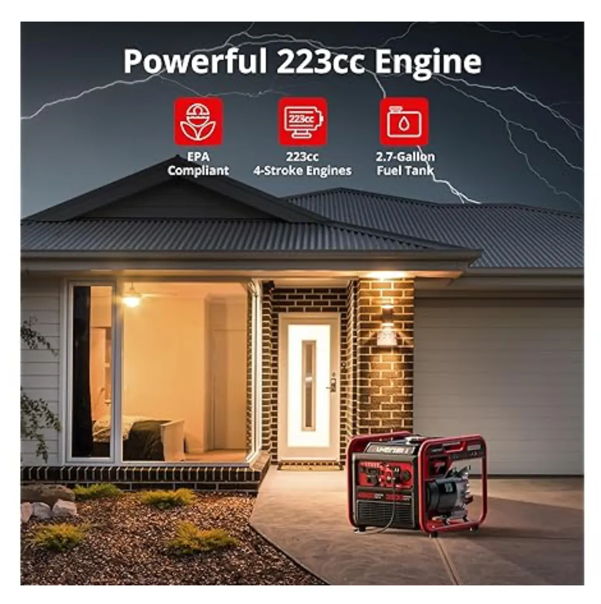 Generator - AMERISUN Portable Inverter Generator 4500W Gas Powered