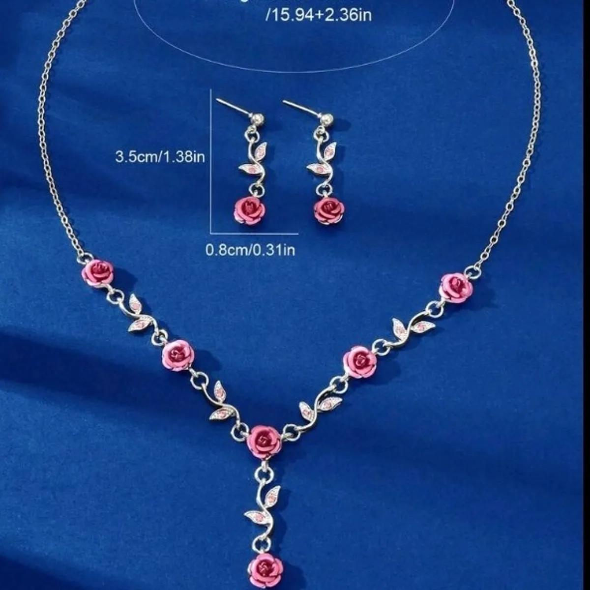 Women's  Gold Chain Flower Pendant Necklace & Dangle Earrings