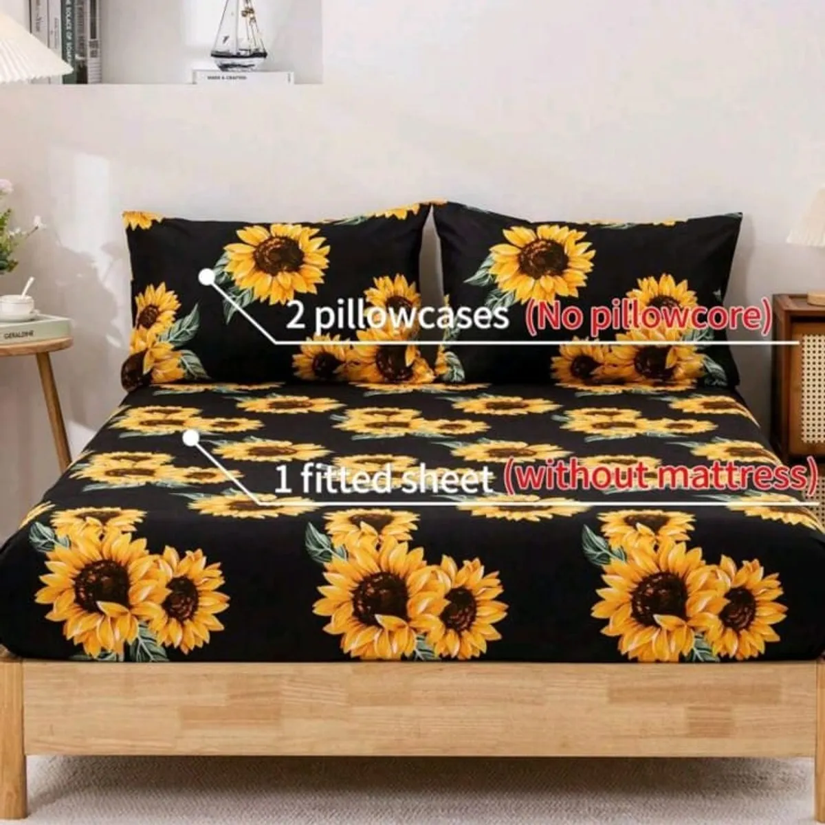 3pcs Sunflower Bedding Set - Size: 264*229