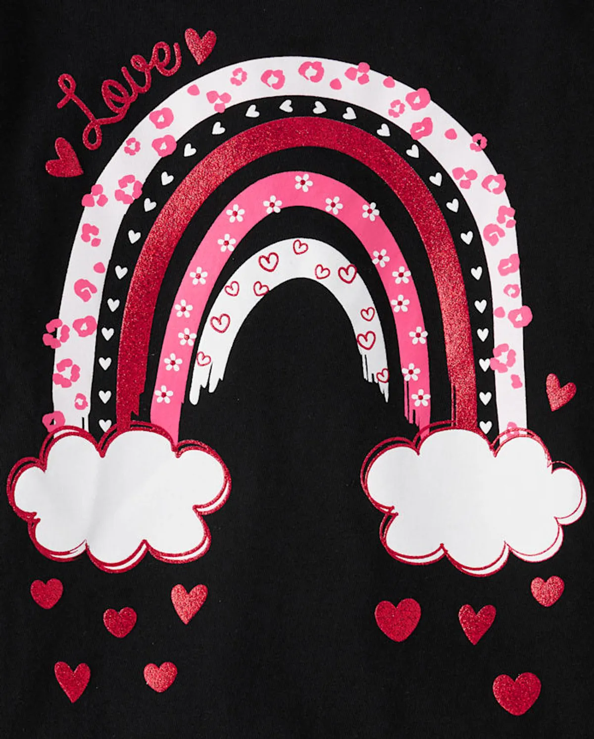 The Children Place
Girls Valentine's Day Heart Rainbow Graphic Tee Black  - Size L