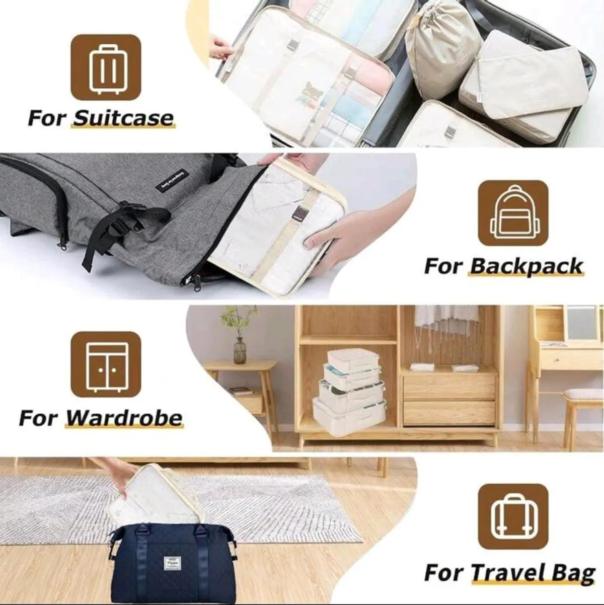 8Pcs Set Packing Cubes For Suitcases Travel Luggage Packing Organizers Travel