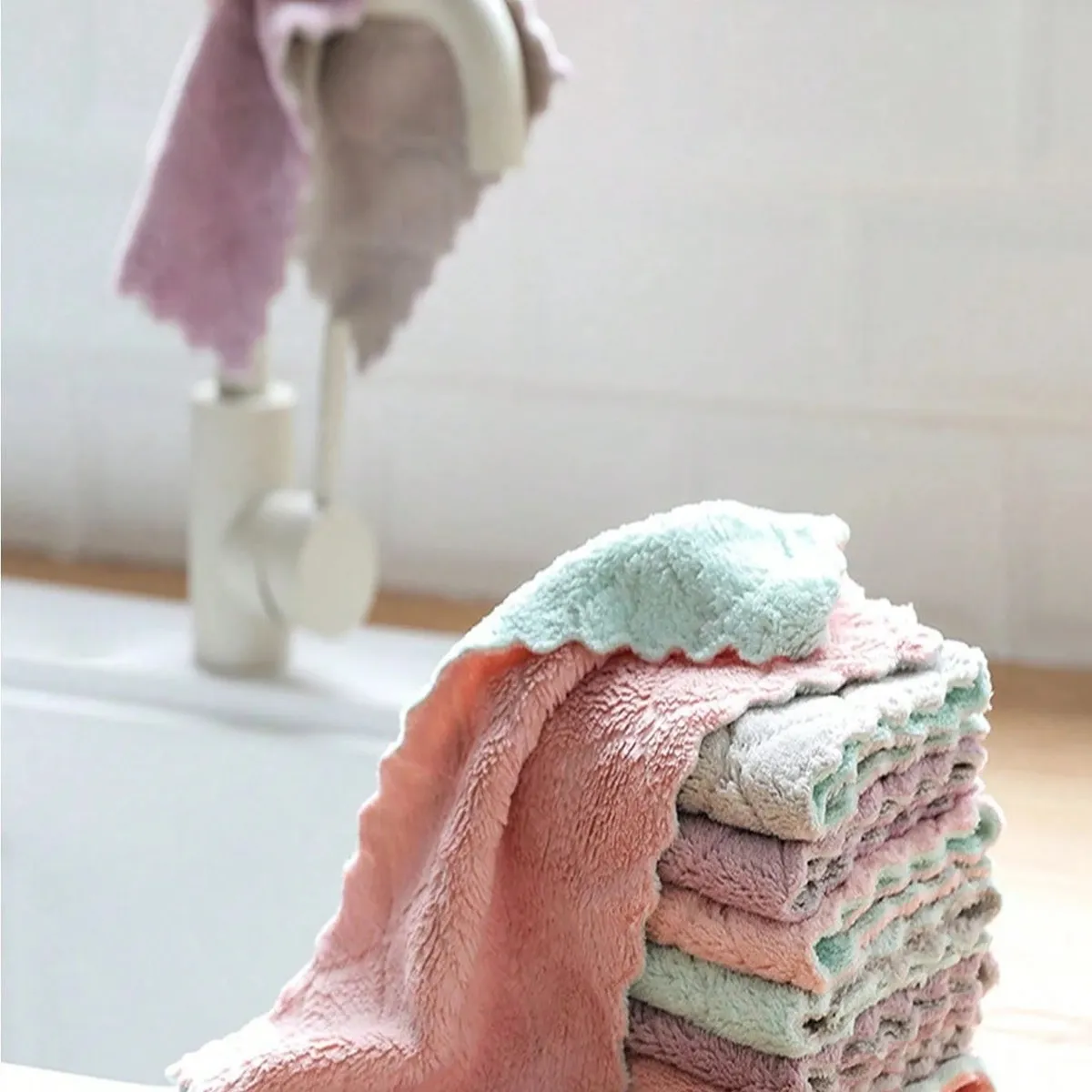 3pcs Kitchen Cleaning Cloth, Dishcloth, Non-Stick Oil And Non-Shedding Cleaning Cloth