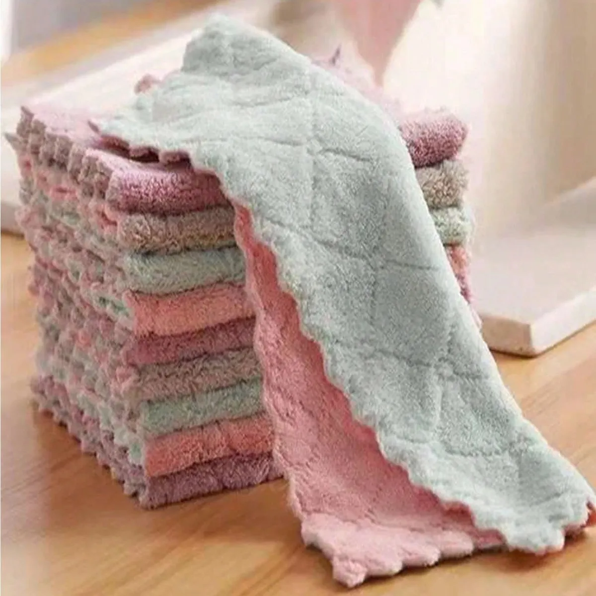 3pcs Kitchen Cleaning Cloth, Dishcloth, Non-Stick Oil And Non-Shedding Cleaning Cloth