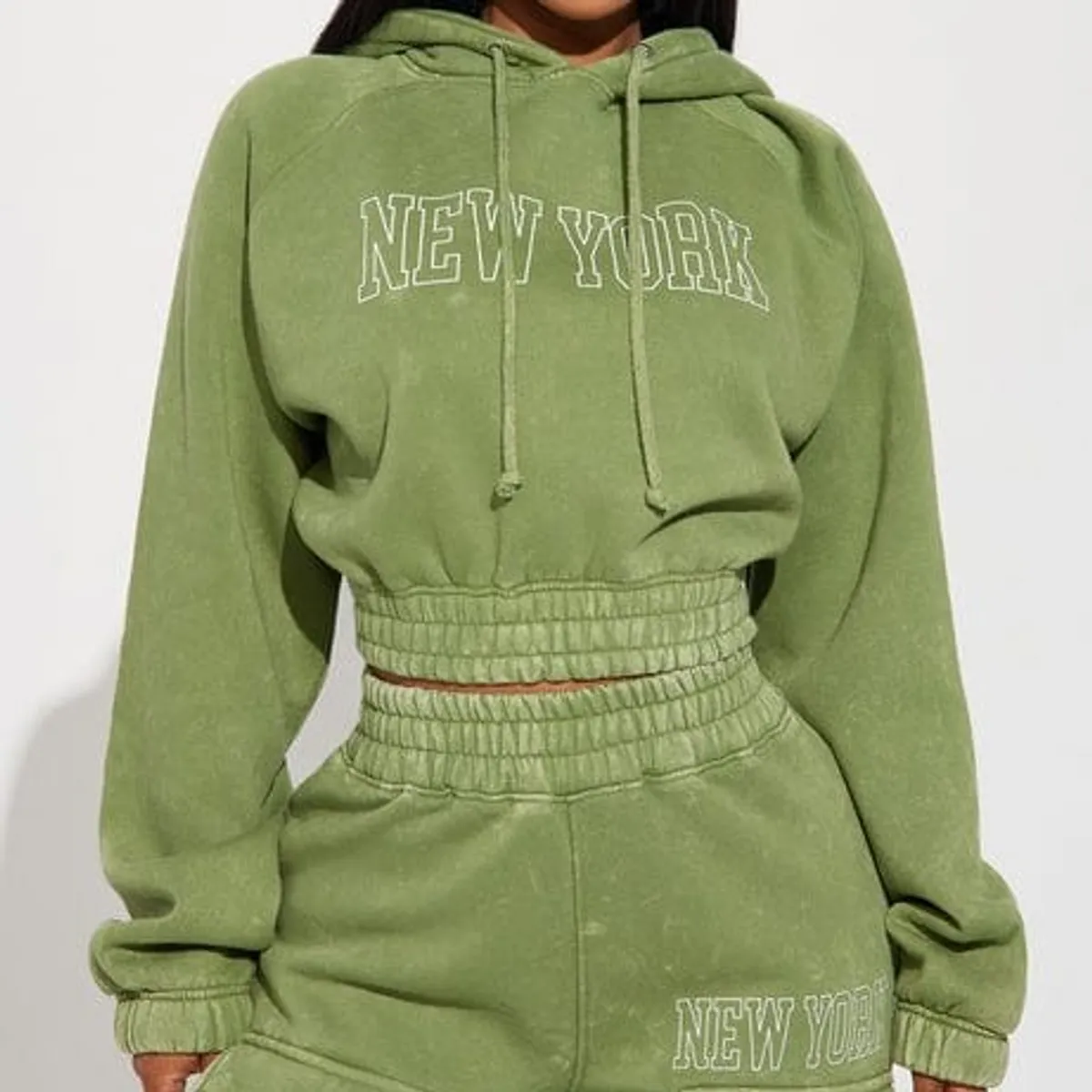 New York Vibes Washed Hoodie (Green) - Size: 3X