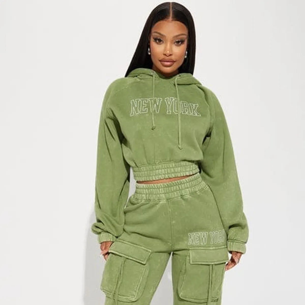 New York Vibes Washed Hoodie (Green) - Size: 3X