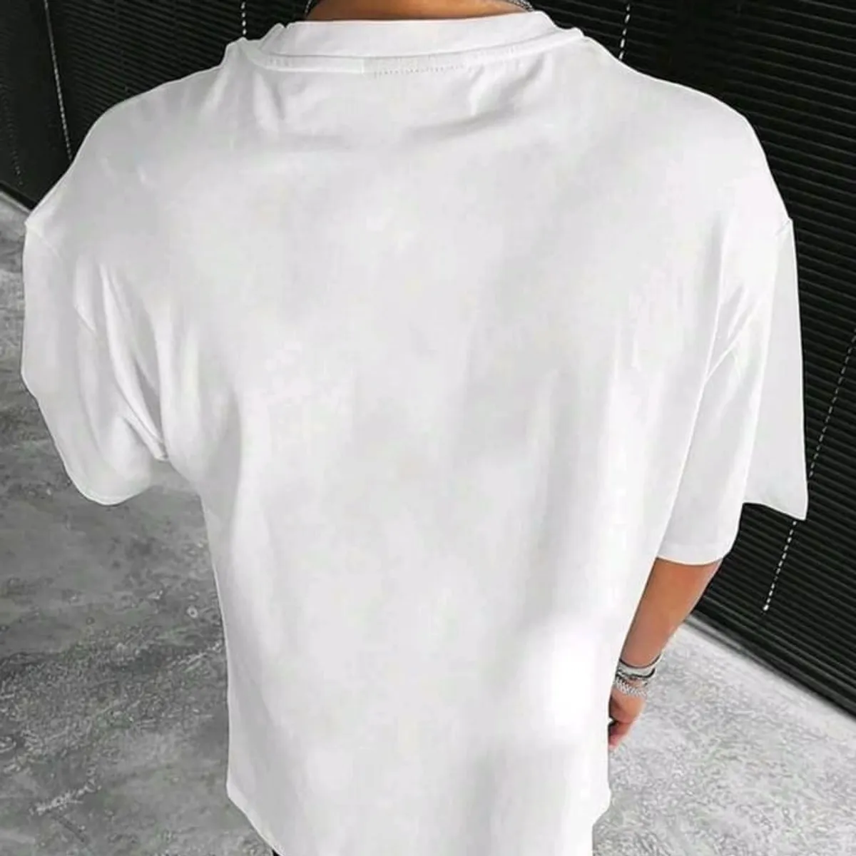 Men's Summer Casual Cross Printed Drop Shoulder Loose T-Shirt - Size: L
