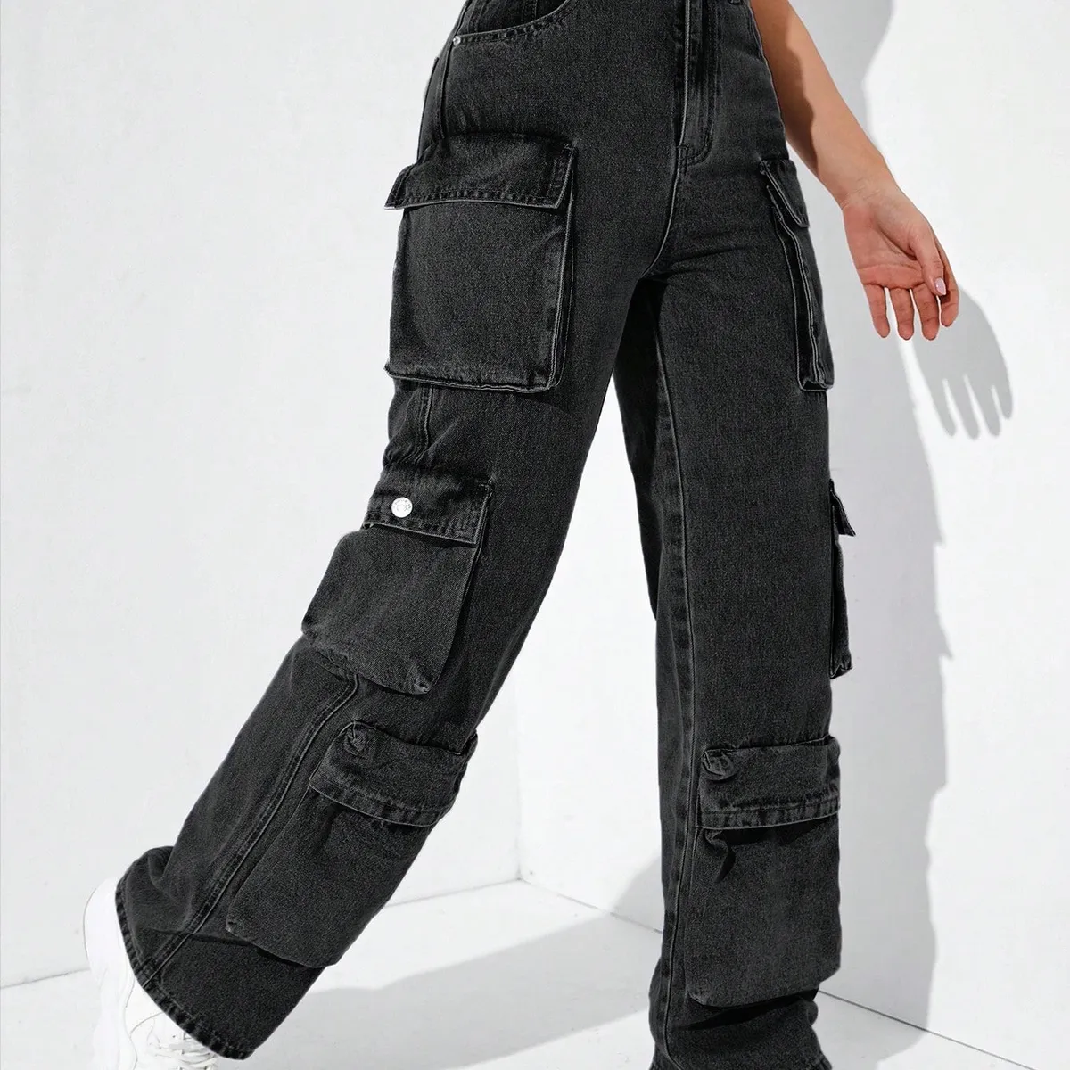 Jeanoix Straight Leg Denim Cargo Pants-Size S